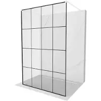 Mexen Kioto vrijstaande douchewand 140 x 200 , zwart raster 8 mm, wit - 800-140-002-20-77