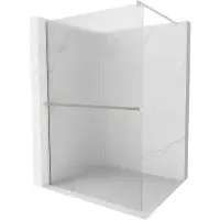 Mexen Kioto+ douchewand met plank Walk-in 100 x 200 , strepen, geborsteld nikkel - 800-100-121-97-09