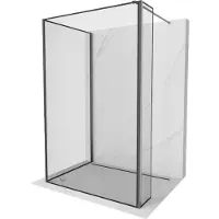 Mexen Kioto douchewand Walk-in 100 x 100 x 30 , zwart frame, geborsteld grijs wapen - 800-100-100-221-66-70-030