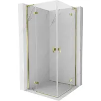 Mexen Mist-H L Duo scharnierende douchecabine 80 x 80 , transparant, goud - 8A5L-080L-080P-50-00