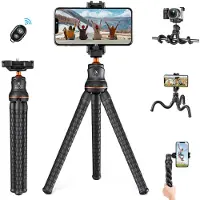 K&F Concept Mini Tripod Stand Flexible Camera Cellphone Tripod with Bluetooth Remote 1/4'' Screw with Phone Holder&Cold Shoe 6.6lbs Max Load Compat