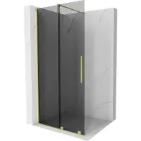 Mexen Velar schuifbare inloopdouchewand 120 x 200 , grafiet 8 mm, geborsteld goud - 871-120-000-43-55
