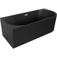 Mexen Gia vrijstaand hoekbad geribbeld links 150 x 75 , zwart mat, chroom overloop - 52701507571L-01