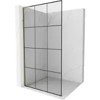Mexen Kioto L douchewand Walk-in 110 x 200 , zwart raster, goud - 800-110-103-50-77