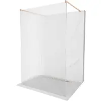Mexen Kioto vrijstaande douchewand 100 x 200 , 8 mm strepen, geborsteld koper - 800-100-002-65-09