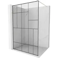 Mexen Kioto douchewand Walk-in 130 x 200 , zwart patroon 8 mm, geborsteld nikkel - 800-130-101-97-78