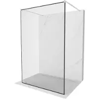 Mexen Kioto vrijstaande douchewand 100 x 200 , zwart frame 8 mm, geborsteld nikkel - 800-100-002-97-70