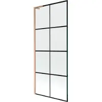 Mexen Next L badwand scherm 1-vleugelig 80 x 150 , zwart rooster, geborsteld koper - 895-080-000-03-77-65