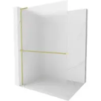 Mexen Kioto+ L douchemuuropstelling met plank Walk-in 80 x 200 , matglas, geborsteld goud - 800-080-123-55-30