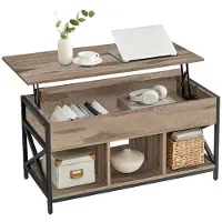 Helloshop26 Verstelbare salontafel - - 50x100 cm - Staal - Verborgen opbergruimte - Industrieel ontwerp