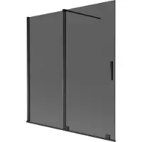 Mexen Velar badwand 2-delig schuifbaar 150 x 150 , grafiet, zwart - 896-150-000-41-70