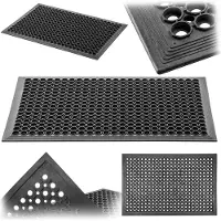 Kadax Antislip deurmat voor buiten, zwarte rubberen mat, vuilvangmat voor entrees, rubberen deurmat (80 x 120 cm)