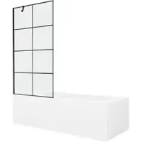 Mexen Vega rechthoekig bad 150 x 70 met ombouw en 1-deurs scherm 90 , zwart patroon - 550115070X9509007077