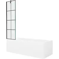 Mexen Cubik rechthoekig bad 150 x 70 met omhulsel en 1-vleugelig scherm 50 , zwart patroon - 550315070X9505007077