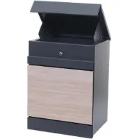 MCW Pakketbox -K41, pakketbox pakketcompartiment pakketpost brievenbus, metaal ~ gegalvaniseerd antraciet-houtlook