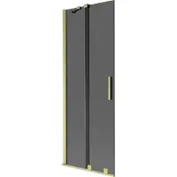 Mexen Velar tweevleugelig schuifbaar badscherm 75 x 150 , grafiet, geborsteld goud - 896-075-000-41-55