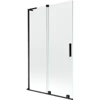Mexen Velar L badwand scherm 2-delig verschuifbaar 110 x 150 , transparant, zwart - 896-110-003-01-70
