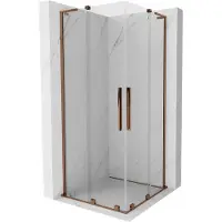 Mexen Velar L Duo schuifdouchecabine 80 x 80 , transparant, roségoud - 871-080-080-02-03-60