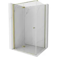 Mexen Mist-F opklapbare douchecabine links 75 x 80 , transparant, goud - 8A6T-075-080-50-00-L
