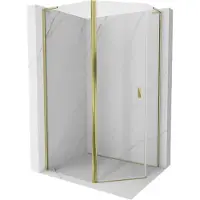 Mexen Mist L asyetrische vijfhoekige douchecabine met scharnierdeur 100 x 90 , transparant, goud - 8A8L-100-090-50-00