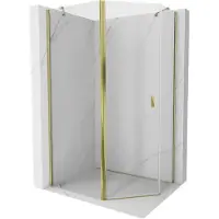 Mexen Mist asyetrische vijfhoekige douchecabine scharnierend 90 x 80 , transparant, goud - 8A8-090-080-50-00