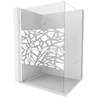 Mexen Kioto+ douchewand met plank Walk-in 90 x 200 , wit patroon, wit - 800-090-121-20-85