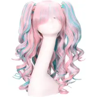 Exogio Cosplay Pruik 80Cm Anime Clip Kleur Krullend Haar Meerkleurige Europese en Amerikaanse Halloween