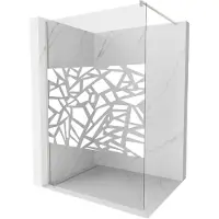 Mexen Kioto douchewand Walk-in 120 x 200 , wit patroon 8 mm, geborsteld nikkel - 800-120-101-97-85