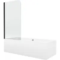 Mexen Cube rechthoekig bad 180 x 80 met bekleding en 1-delige paravent 70 , transparant, zwart - 550518080X9007017000
