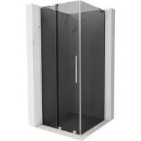 Mexen Velar L schuifdouchecabine 90 x 90 , grafiet, geborsteld nikkel - 871-090-090-43-97