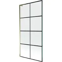 Mexen Next L badwand 1-delig 90 x 150 , zwart rooster, goud - 895-090-000-03-77-50