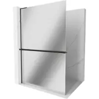 Mexen Kioto+ L douchewand met plank Walk-in 100 x 200 , spiegel, zwart - 800-100-123-70-50
