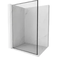 Mexen Kioto L douchewand Walk-in 60 x 200 , zwart frame, geborsteld nikkel - 800-060-103-97-70