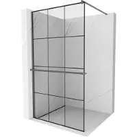 Mexen Kioto+ douchewand met plank Walk-in 120 x 200 , zwart raster, gun metal - 800-120-121-95-77
