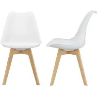 Helloshop26 Set van 2 Scandinavische eetkamerstoelen kunststof wit 03_0002768