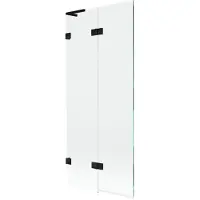 Mexen Lunar L badwand 2-delig links 80 x 150 , transparant, zwart - 897L-080-100-70-00-L