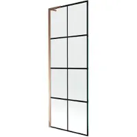 Mexen Next L badwand 1-vleugel 70 x 150 , zwart raster, roze goud - 895-070-000-03-77-60
