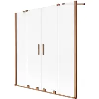 Mexen Velar Duo 2-delige badwand schuifbaar 160 x 150 , matglas, geborsteld koper - 896-160-000-32-65