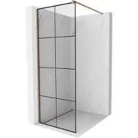 Mexen Kioto douchewand Walk-in 80 x 200 , zwart rooster 8 mm, roze goud - 800-080-101-60-77