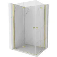 Mexen Mist-F Duo opvouwbare douchecabine links 100 x 80 , transparant, goud geborsteld - 8A6-100L-080P-55-00