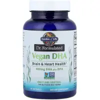 Garden of life , Dr. Formuleerde Vegan DHA Plus DPA, 30 Zachte Gelatinecapsules