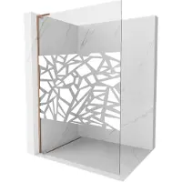 Mexen Kioto L douchewand Walk-in 80 x 200 , wit patroon, roze goud - 800-080-103-60-85