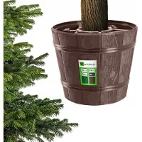 Kadax Kerstboomstandaard, kerstboomstandaard van kunststof, dennenboomstandaard in twee kleurversies, kunststof standaard voor een kerstboom (boomhoogte tot 280 cm, bruin)
