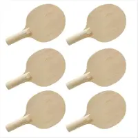 Melitt Set van 6 ongeverfde houten tafeltennisbatjes met handgrepen