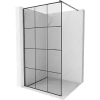 Mexen Kioto douchewand Walk-in 120 x 200 , zwart rooster 8 mm, gunmetal - 800-120-101-95-77