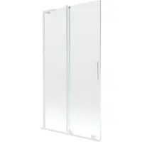 Mexen Velar L badwandpaneel 2-delige schuifdeur 100 x 150 , transparant, wit - 896-100-003-01-20