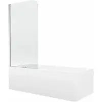 Mexen Cubik rechthoekig bad 160 x 70 met omkleding en 1-vleugelig scherm 75 , transparant, chroom - 550316070X9007510100