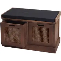MCW Bank -J49, gestoffeerde bank garderobebank, kussens opbergboxen opbergvak 47x75x40cm ~ bruin, bekleding zwart