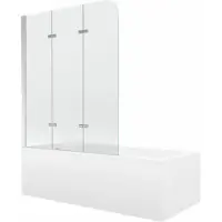 Mexen Cubik rechthoekig bad 160 x 70 met ombouw en 3-delige scherm 120 , transparant, chroom - 550316070X9012030100