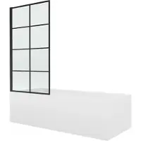 Mexen Vega rechthoekig bad 160 x 70 met ombouw en 1-vleugelig scherm 80 , zwart patroon fix - 550116070X9308007077